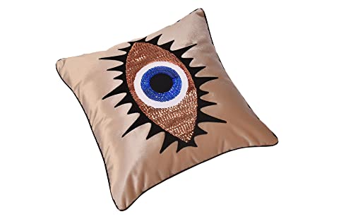 GELIVING Throw Pillow Set - Evil Eye Throw Pillows - Midnight Blue Accent Pillows - Home Decor Velvet Cushions - Amulet Protection Against Misfortune