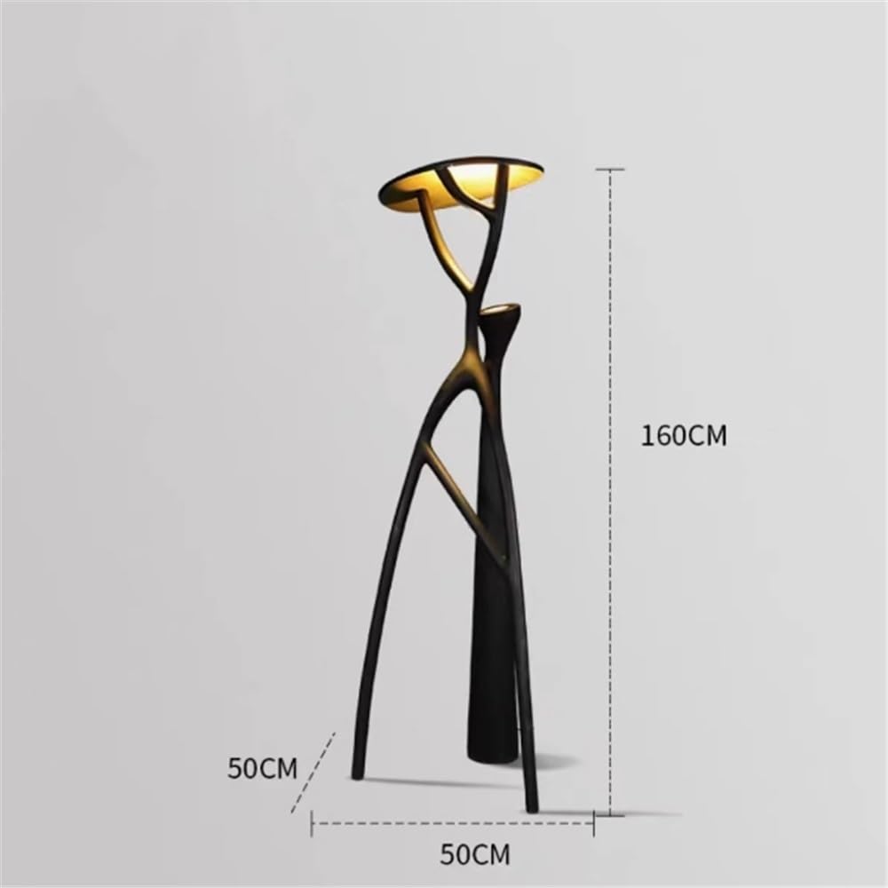 Resin Floor Lamp with Tree Branch Design, Modern Standing Light for Living Room Bedroom Hotel Lobby Decor, Black Art Sculpture Accent Lamp Large Size