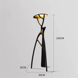 Black Resin Tree Branch Sculpture Floor Lamp