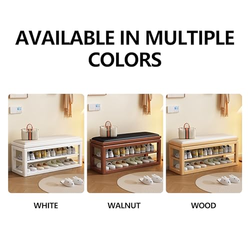 Slim Shoe Storage Cabinet, Multi-Color Wooden Shoe Rack with Ottoman - Sturdy Entryway Bench, Hallway Cupboard for Shoes, Stylish Slimline Design (31.5in)