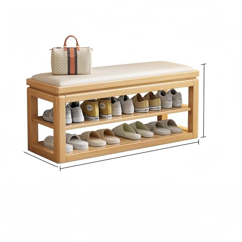Slim Shoe Storage Cabinet, Multi-Color Wooden Shoe Rack with Ottoman - Sturdy Entryway Bench, Hallway Cupboard for Shoes, Stylish Slimline Design (31.5in)