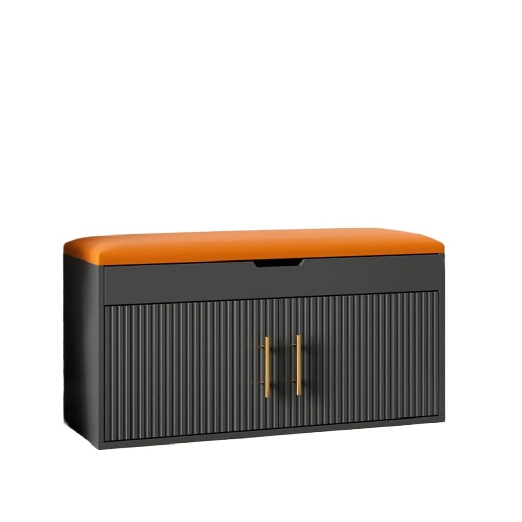 NSUQOA Adjustable Shoe Changing Stool for Household Use with Storage Function, Soft Bag Seat(Orange,Medium)