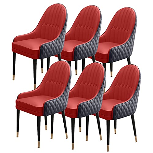 Leather-Padded Wood Dining Chairs, Set of 6