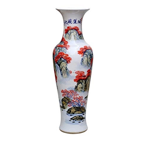 Floor vase Decorative Vase Ceramic Hand-Painted Landscape Painting Large Vase Home Living Room Decoration Opening Gift Floor Vase 39.3 Inches High Ceramic Vase Set