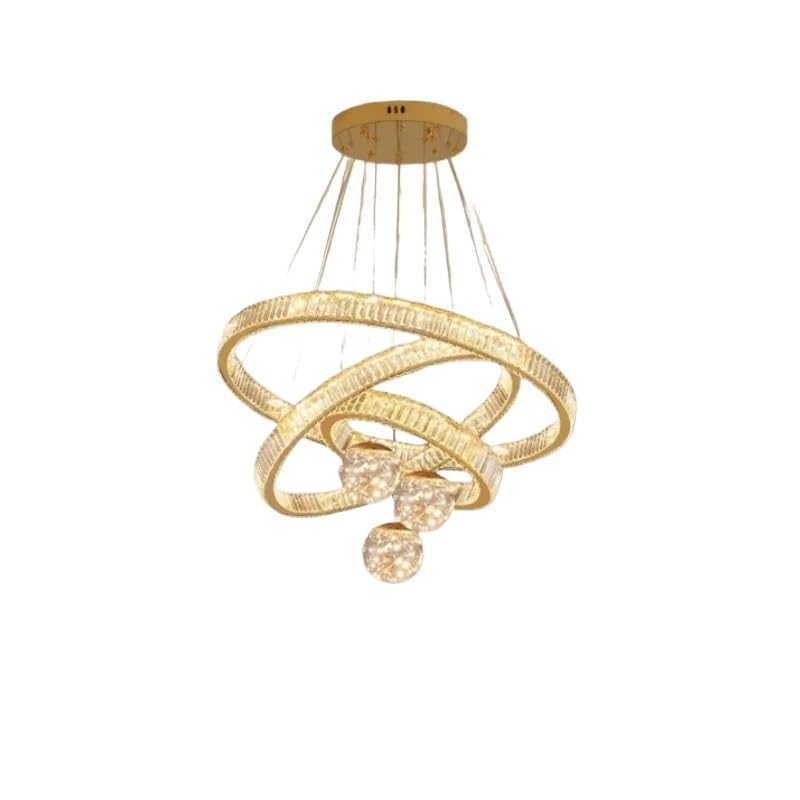 Modern Luxury Stairs Led Dimmable Pendant Light Glass Globe Chandelier Lamp Luminarias Steel Lamparas Decor Indoor Lighting