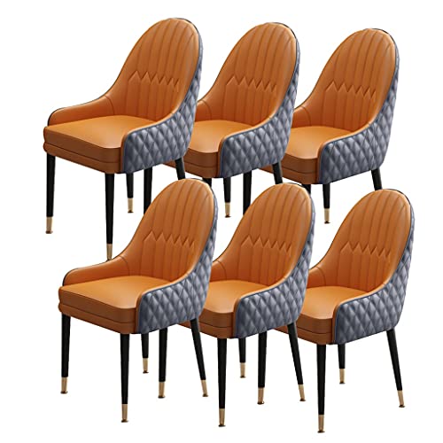 Leather-Padded Wood Dining Chairs, Set of 6