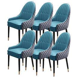 Leather-Padded Wood Dining Chairs, Set of 6