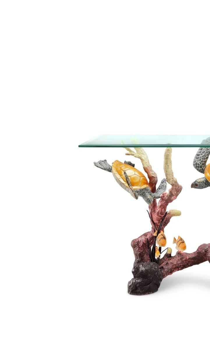 Stunning Sea Turtle Glass Top Console Table