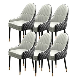 Leather-Padded Wood Dining Chairs, Set of 6