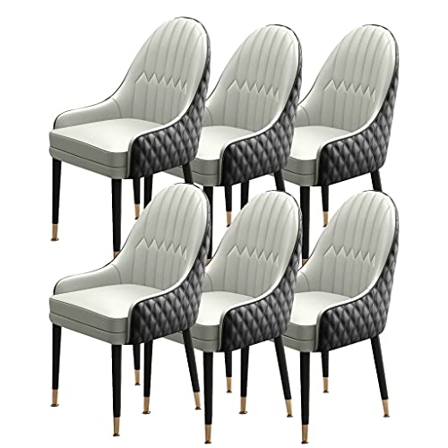 Leather-Padded Wood Dining Chairs, Set of 6