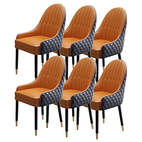 ELUKHT Wooden Kitchen Dining Chairs Set of 6, Modern Accent Arm Chairs with Microfiber Leather Soft Padded Seats for Home and Dining Room