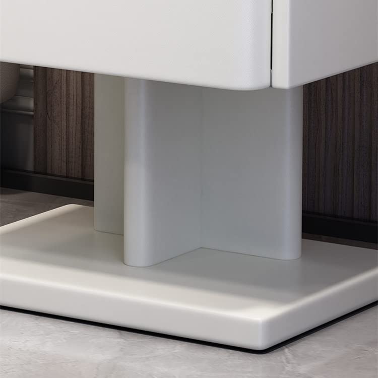 Creative Smart Bedside Table with Charging Style USB Bedroom Nightstands LED Light Side Cabinet (Color : Svart, Size : A) (Wit Argento)