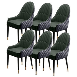 Leather-Padded Wood Dining Chairs, Set of 6