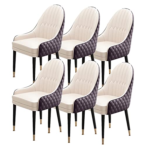 Leather-Padded Wood Dining Chairs, Set of 6