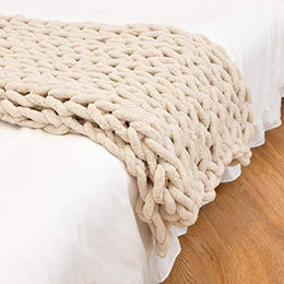 Handmade Chunky Chenille Knit Throw Blanket