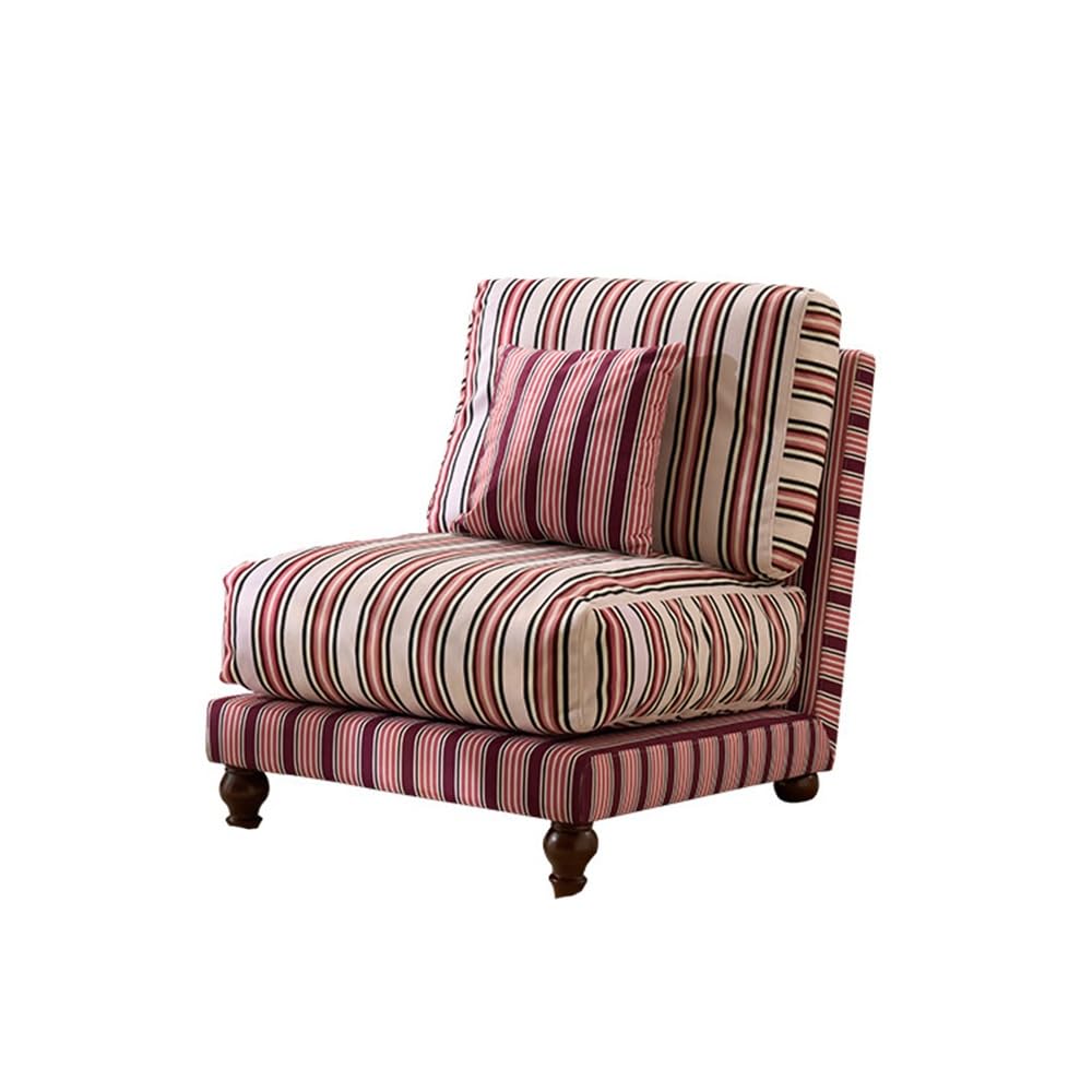 JOSOGO Armless Accent Chair, Striped Fabric Slipper for Living Room Vintage Upholstered, Mid-Century for Bedroom Retro(D)
