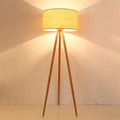 Floor Lamp Floor Lamp Linen Lampshade Foot Switch Log Floor Lamp Modern Minimalist Creative Tripod Solid Wood Vertical LED Floor Lamp in Living Room Bedroom