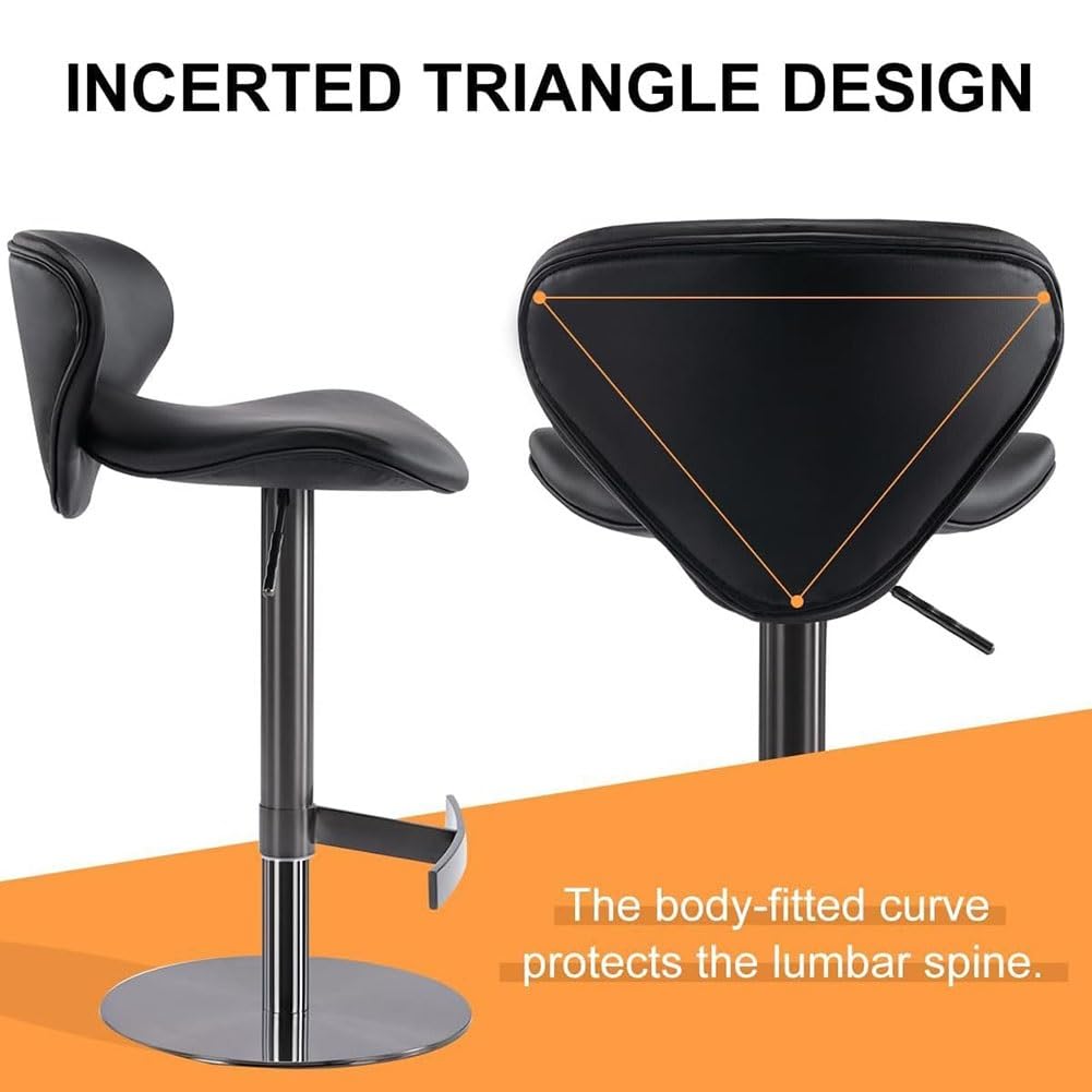 Etlegor Adjustable Swivel Barstools Bar Chair, Modern Counter Height Bar Stools with Back and Footrest Faux Leather Upholstered for Kitchen, Bar, Dining Room