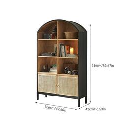 Wabi-Sabi Rattan Wood Display Bookcase
