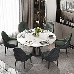 Leather-Padded Wood Dining Chairs, Set of 6