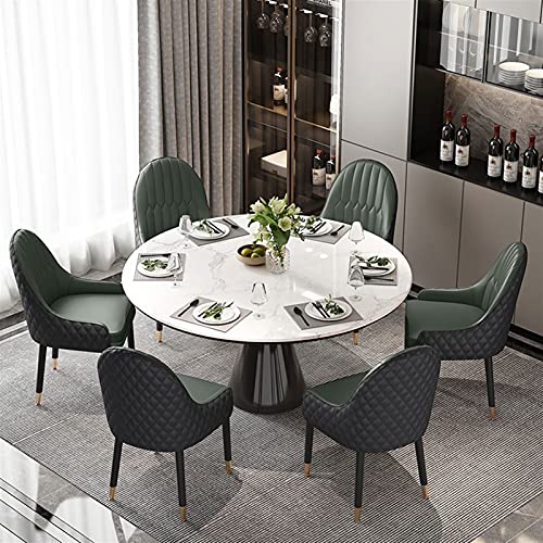 ELUKHT Wooden Kitchen Dining Chairs Set of 6, Modern Accent Arm Chairs with Microfiber Leather Soft Padded Seats for Home and Dining Room