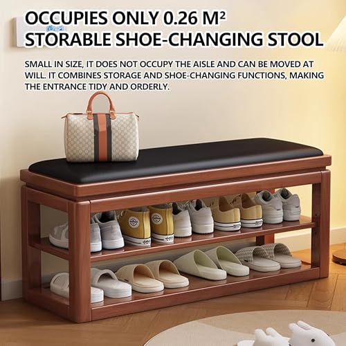 Slim Shoe Storage Cabinet, Multi-Color Wooden Shoe Rack with Ottoman - Sturdy Entryway Bench, Hallway Cupboard for Shoes, Stylish Slimline Design (31.5in)