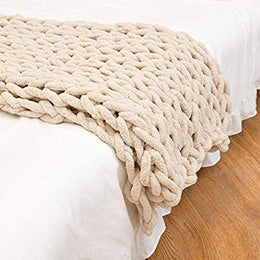 Handmade Chunky Chenille Knit Throw Blanket