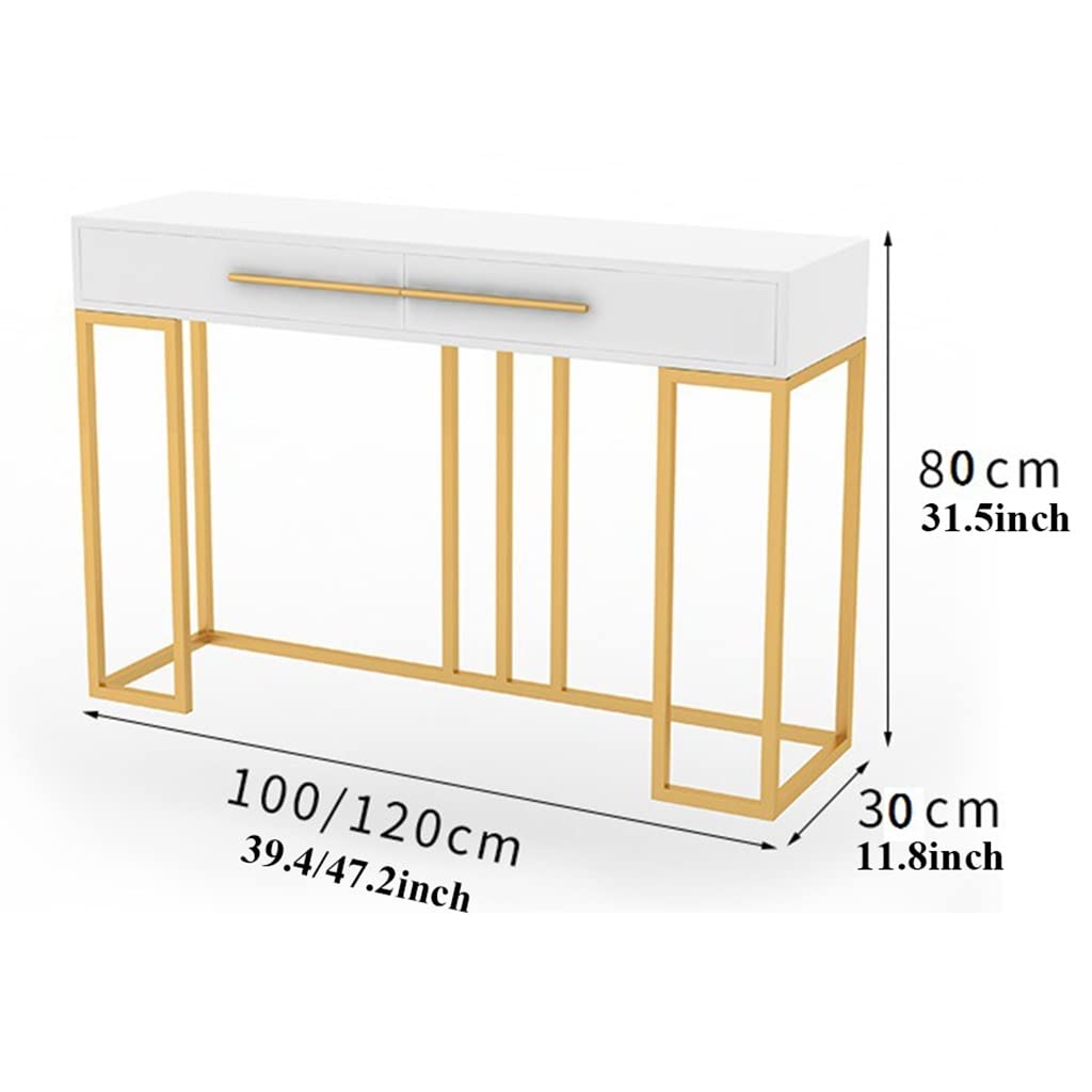 Modern Entryway Console Table with Metal Marble Top, Stylish Hallway Side Table, Tall-Wide Design for Living Room Decor and Storage Solutions