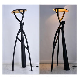 Black Resin Tree Branch Sculpture Floor Lamp