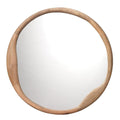 MAKLAINE Round Wall Mirror, 36 in, Mango Wood Frame, Natural Finish, Imperfect Organic Shape, Rustic Transitional Style, Accent Mirror for Living Room, Bedroom, Hallway Decor