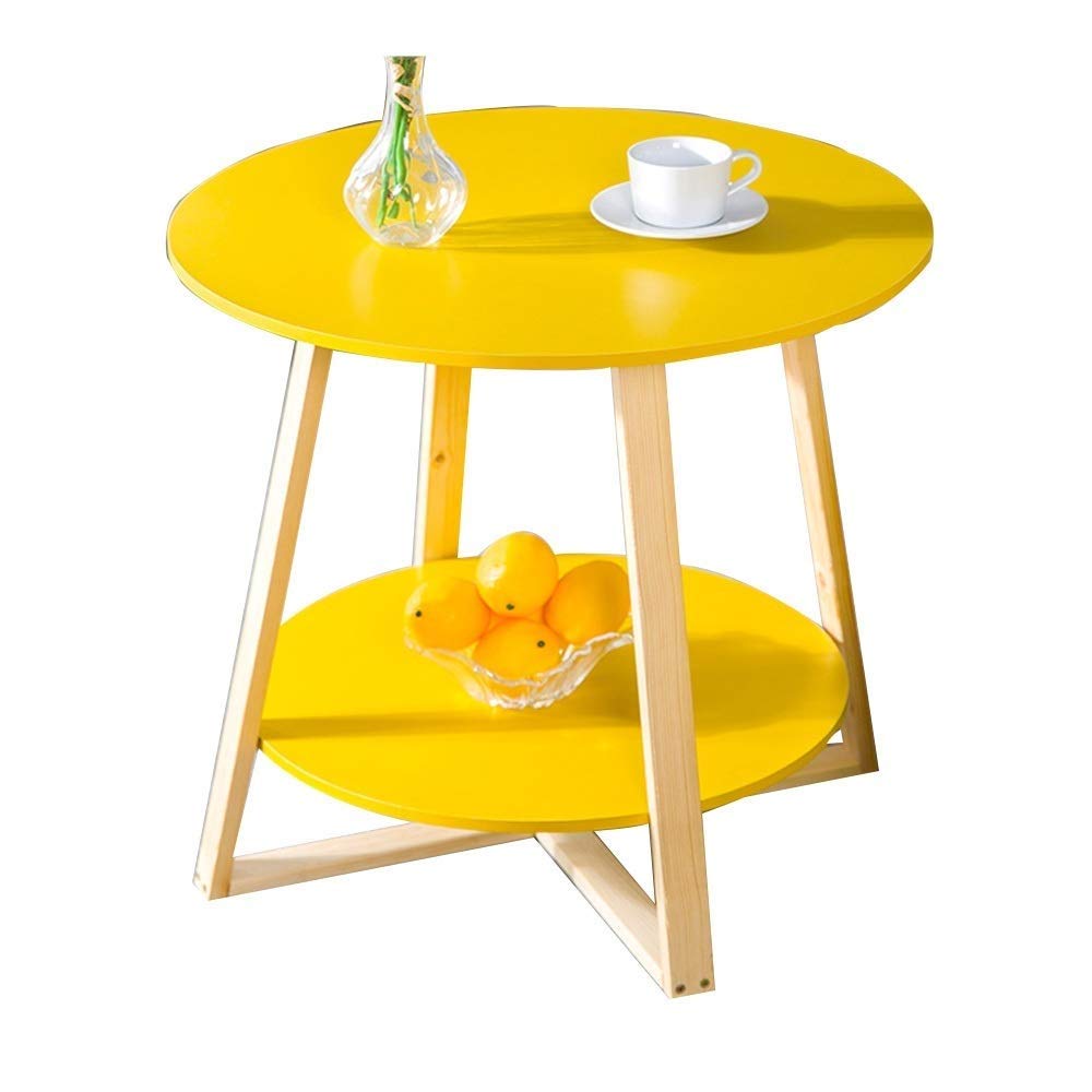 Little Round Table,Coffee Sofa Side 2 Tier Round Bedside Telephone Snack End Solid Wood Living Room Balcony 3 Colors (Color : Wit) (Black blue Exorcist1)