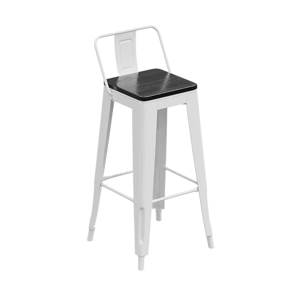 White Metal Counter Stools with Wood Seats