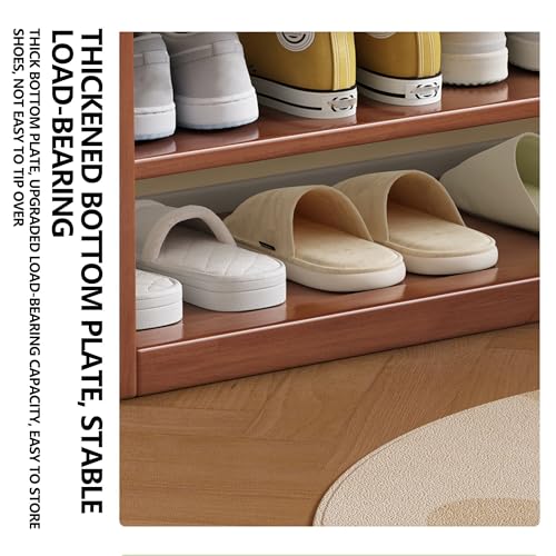 Slim Shoe Storage Cabinet, Multi-Color Wooden Shoe Rack with Ottoman - Sturdy Entryway Bench, Hallway Cupboard for Shoes, Stylish Slimline Design (31.5in)