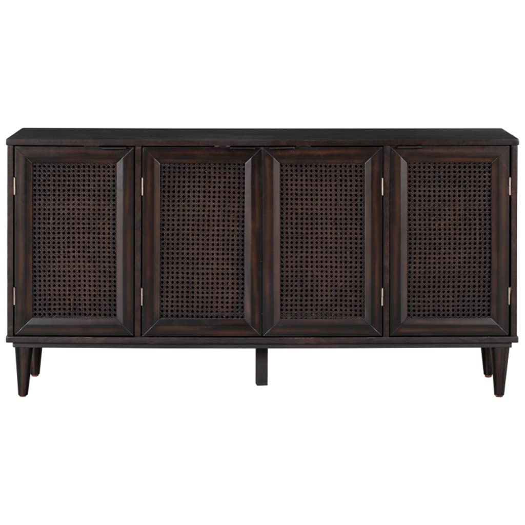 MWUCAIXIA Kitchen Functional Sideboard with Sliding Glass Doors and Integrated 16 Bar Wine Cabinet with Wine Glass Rack