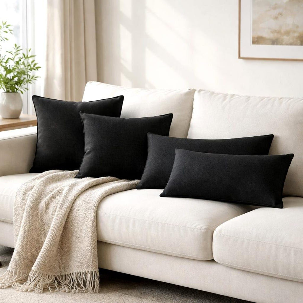 The HomeCentric Pack of 2 Decorative Thow Pillow Cover Solid, Textured Multi-Colors Linens Collection