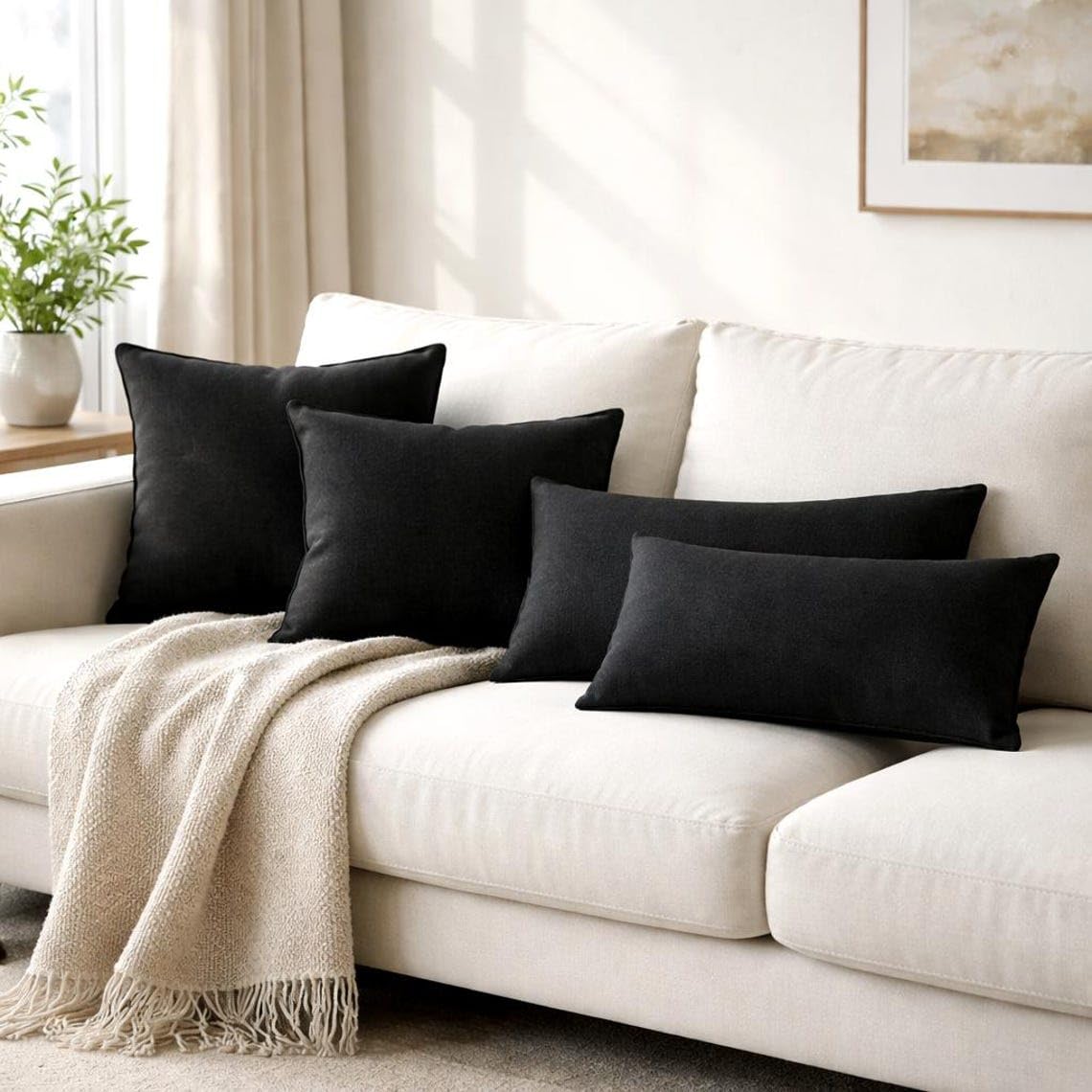The HomeCentric Pack of 2 Decorative Thow Pillow Cover Solid, Textured Multi-Colors Linens Collection