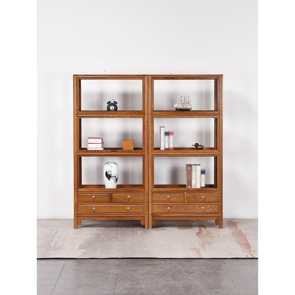ATFRCGYBCZ Bookshelf Wooden Bookshelf Rack Chinese Style Study Bookcase Storage Cabinet Floor Low Bookcase