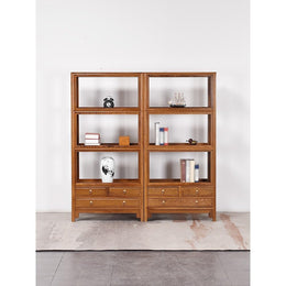 Low Wood Bookcase with Storage Cabinet