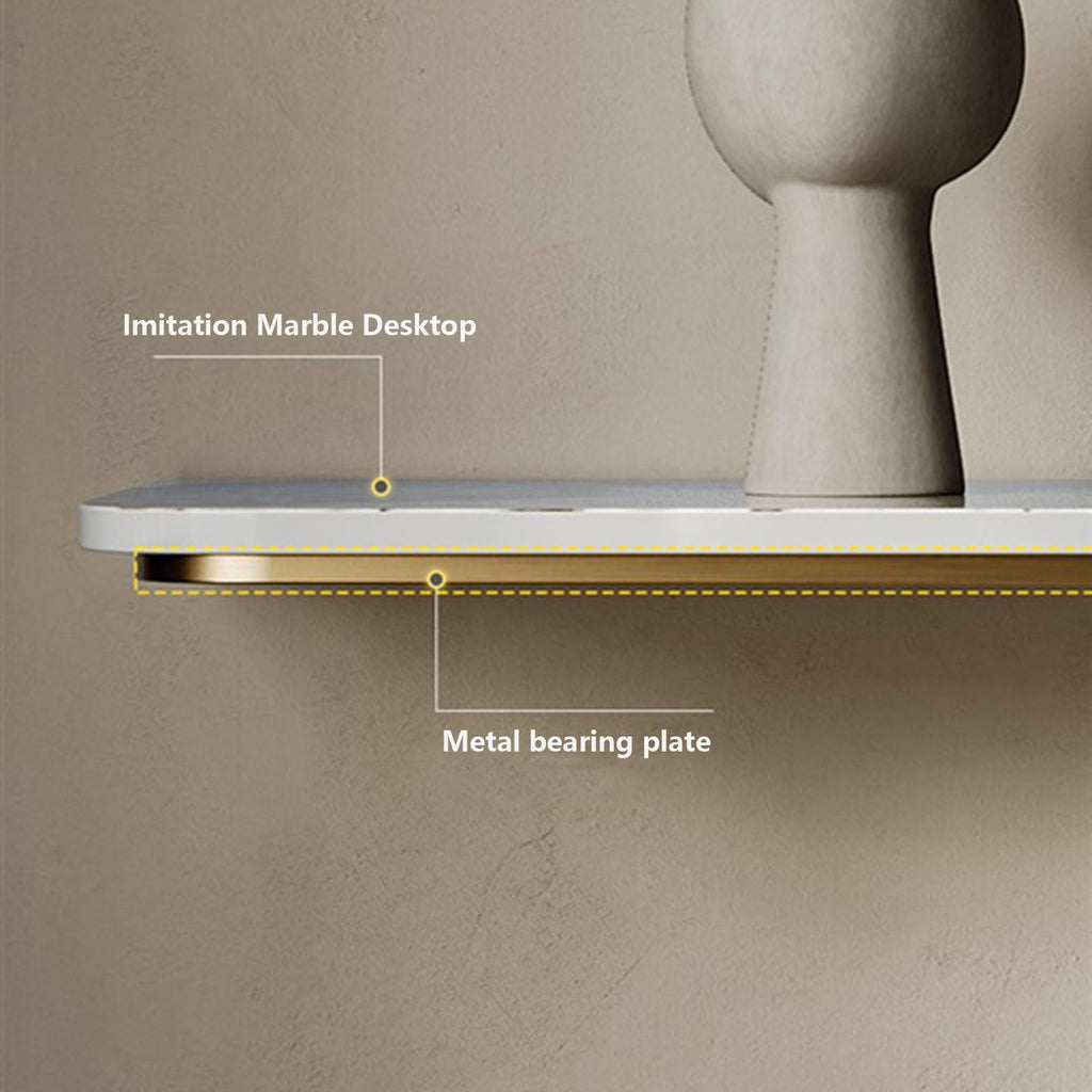 Home Modern Entryway Table with Faux Marble Top and Metal Base, Featuring Induction Light - Console Table for Narrow Spaces Behind Couch