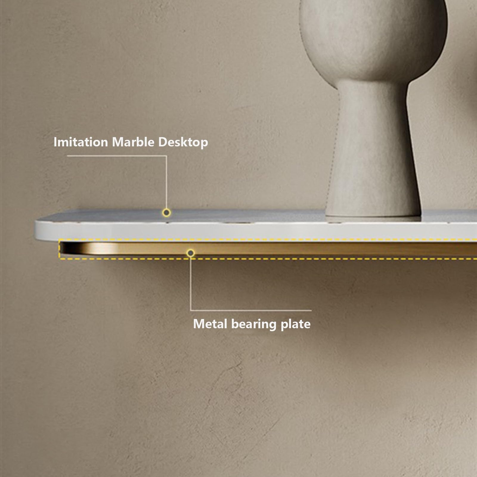 Home Modern Entryway Table with Faux Marble Top and Metal Base, Featuring Induction Light - Console Table for Narrow Spaces Behind Couch