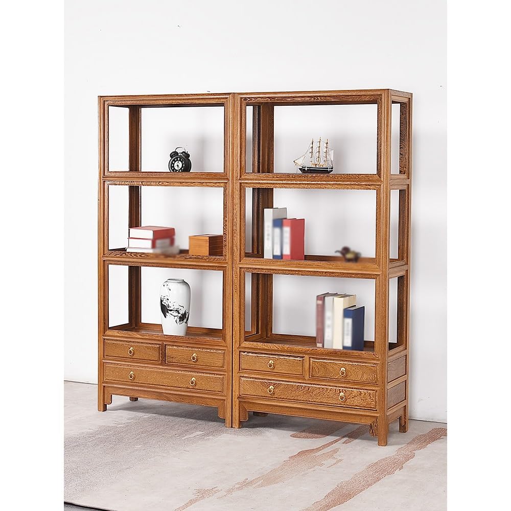 ATFRCGYBCZ Bookshelf Wooden Bookshelf Rack Chinese Style Study Bookcase Storage Cabinet Floor Low Bookcase