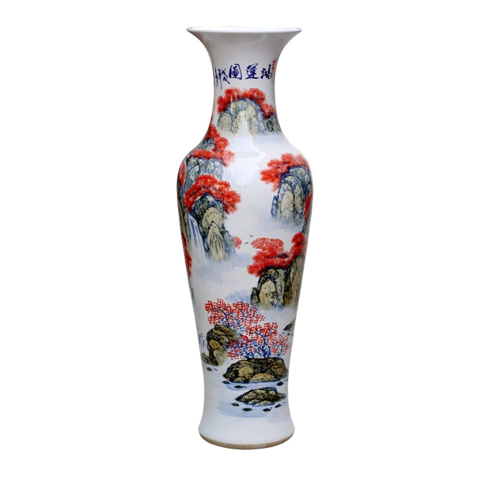 Floor vase Decorative Vase Ceramic Hand-Painted Landscape Painting Large Vase Home Living Room Decoration Opening Gift Floor Vase 39.3 Inches High Ceramic Vase Set