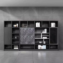 Gray Marble Bookcase and File Cabinet
