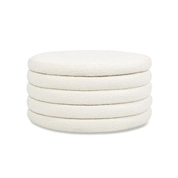 36-Inch Ivory Bouclé Storage Ottoman