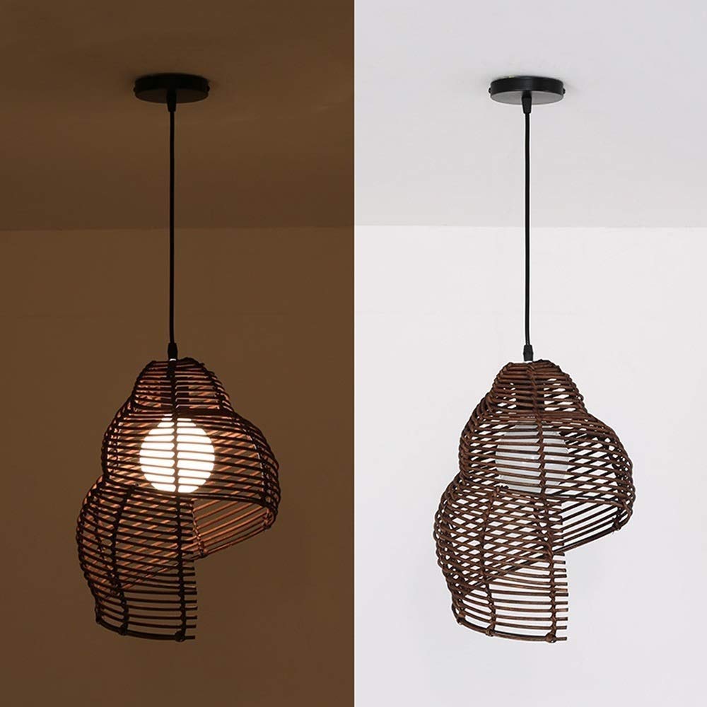 Handmade Ball Pendant Lamp Rattan Art Woven E27 Modern Study Bedroom Lighting Creative Restaurant Bar Cafe Ceiling Decoration Pendant Light Fixtures (B B)