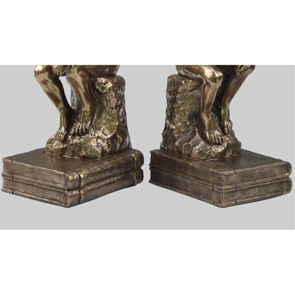 Thinker Bookends Set, 2 Pieces Decorative Resin Book Ends for Home, Office, Library, Study Room