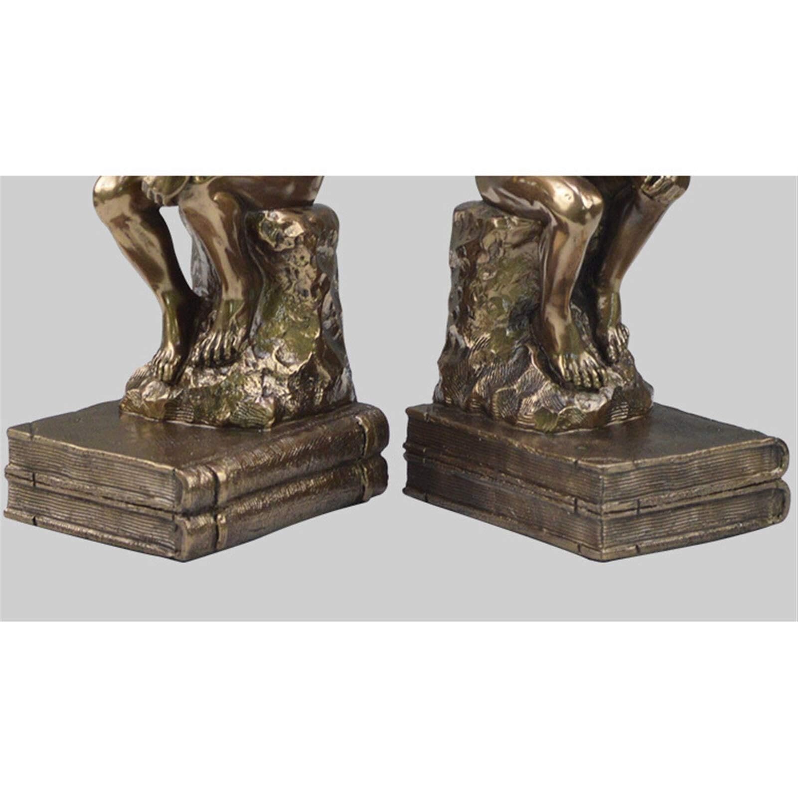 Thinker Bookends Set, 2 Pieces Decorative Resin Book Ends for Home, Office, Library, Study Room
