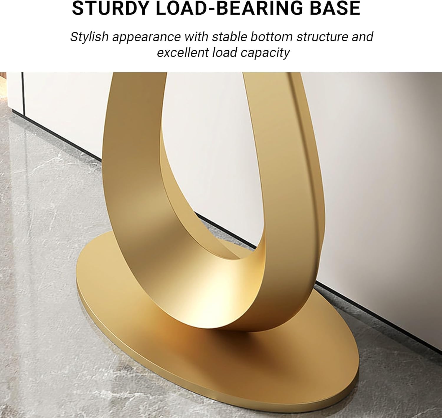 Modern Half-Moon Entryway Table, Faux Marble Console with Curved Metal Base, Stylish Accent Sofa Table for Living Room and Foyer (Black, 100cm39.3in)