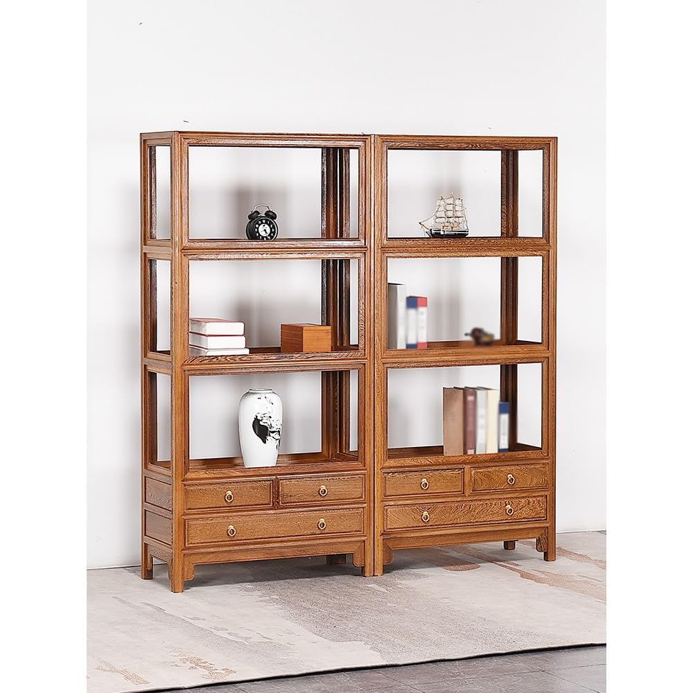 ATFRCGYBCZ Bookshelf Wooden Bookshelf Rack Chinese Style Study Bookcase Storage Cabinet Floor Low Bookcase