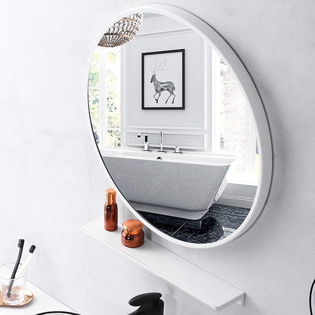 Bathroom Mirror Makeup Mirror Round Decor Mirror Bathroom Makeup Shaving Home Living Room Bedroom Hallway Metal Iron Frame 19.7 inches | 23.6 inches | 27.5 inches | 31.5 inches (White 70 cm)